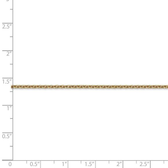 1.8mm, 14k Yellow Gold, Solid Cable Chain Anklet, 9 Inch - Picture 3 of 5
